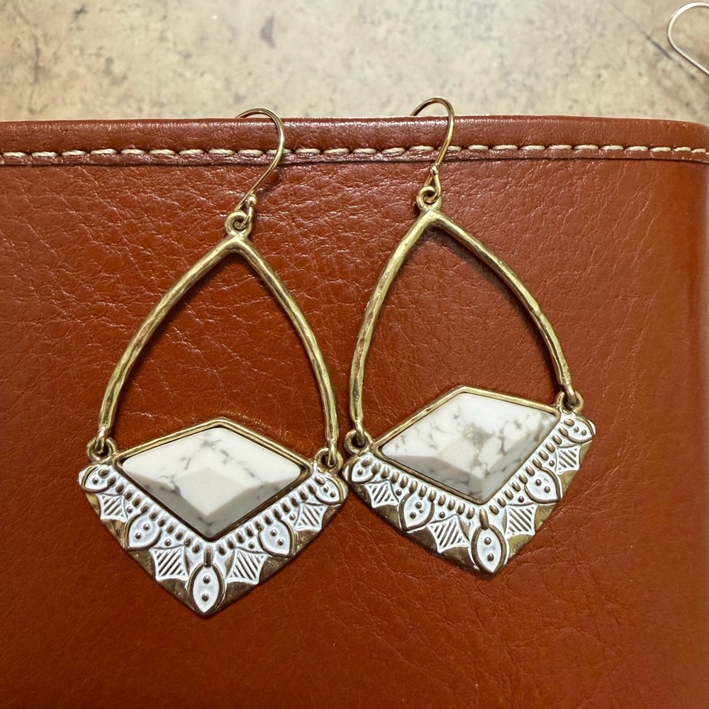 Silpada K&R Brass and Magnesite Drop Earrings
